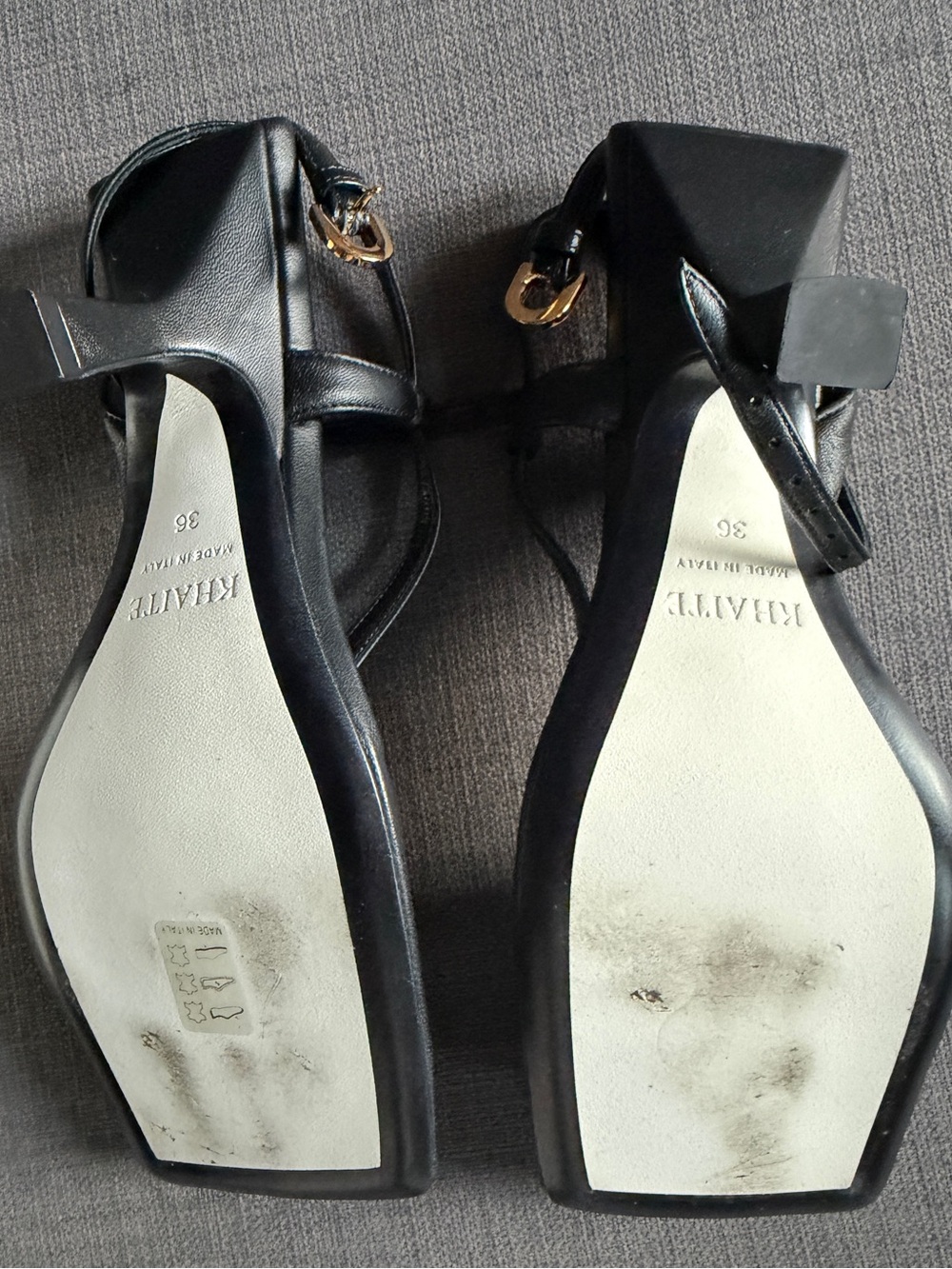 KHAITE Black Square-Toe Strappy Sandals SIZE 36 - Picture 8 of 12